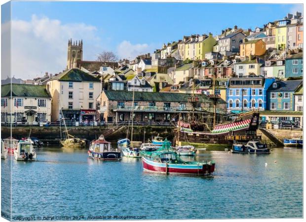 Brixham Quayside and Harbour Canvas Print by Beryl Curran