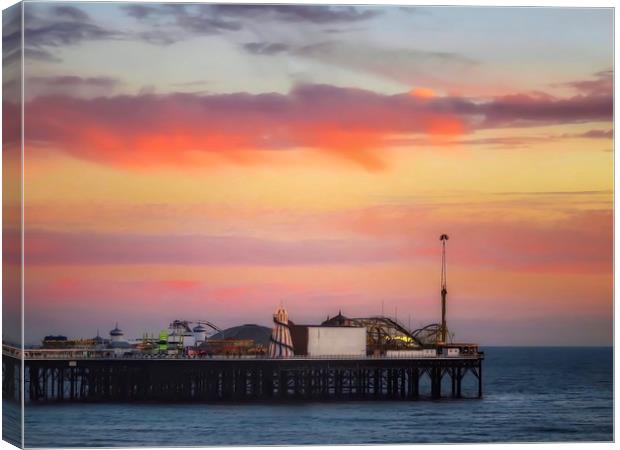 Sunset Magic at Brighton Pier Canvas Print by Beryl Curran