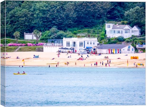 Porthminster beach, St Ives Cornwall. Paint effect Canvas Print by Beryl Curran