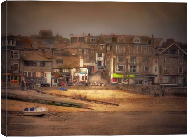 St Ives Harbour beach Canvas Print by Beryl Curran