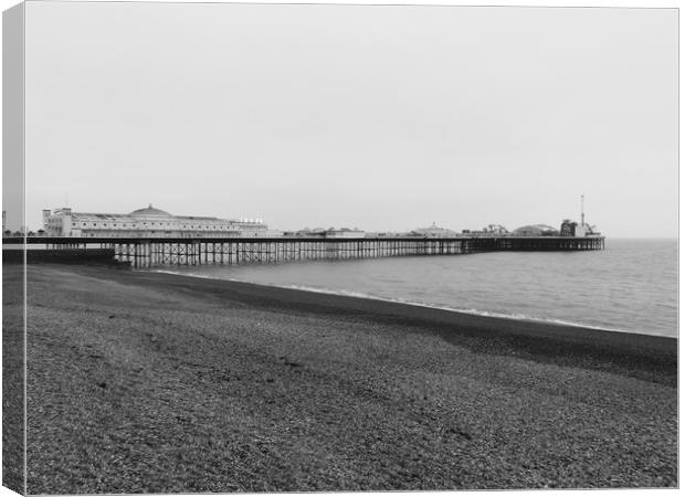 Nostalgic Brighton Pier in Monochrome Canvas Print by Beryl Curran