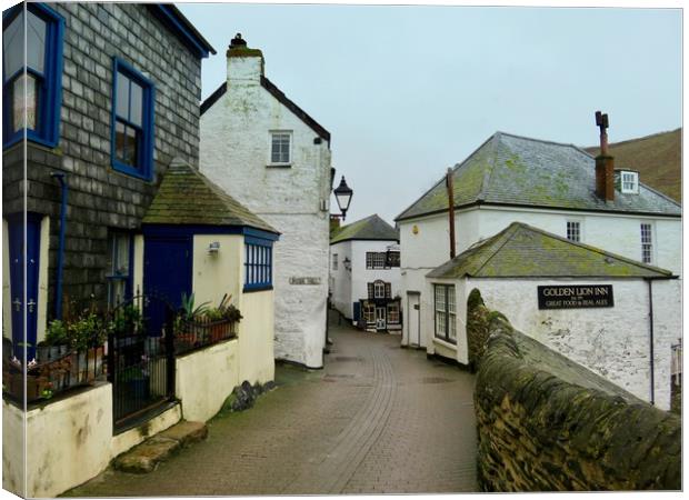 A Charming Street Leading to Port Isaacs Harbour Canvas Print by Beryl Curran