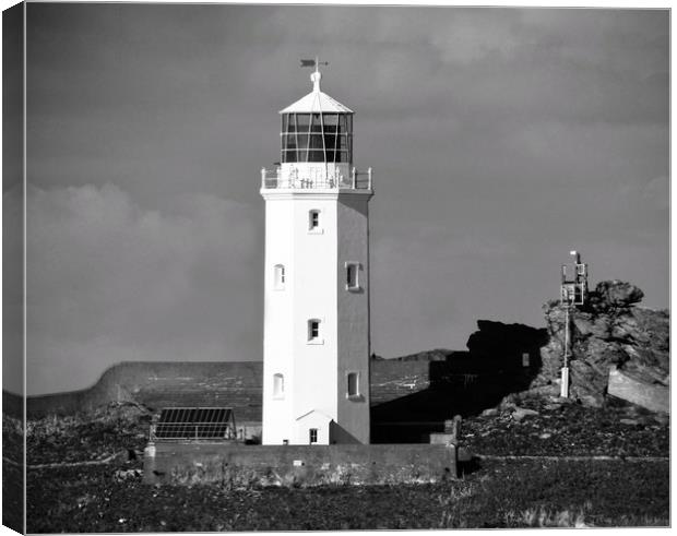 Majestic Icon of Cornwall Godrevy Lighthouse  Canvas Print by Beryl Curran