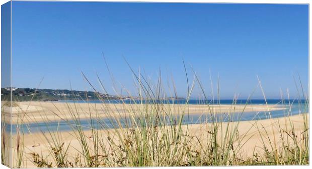 Captivating View of St Ives Bay from Hayle beach Canvas Print by Beryl Curran