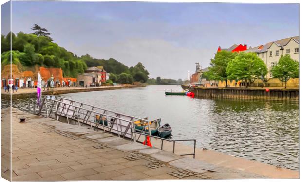 Serene Reflections on Exeter Quay Canvas Print by Beryl Curran