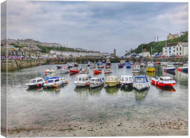 Vibrant and bustling Porthleven Harbour Canvas Print by Beryl Curran