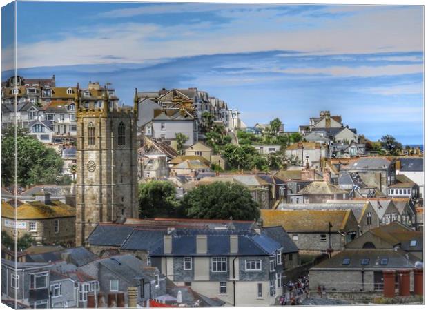 Majestic St Ives Rooftops Canvas Print by Beryl Curran