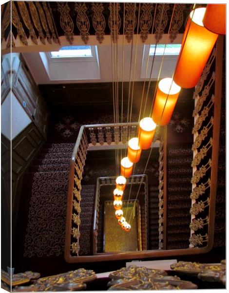 A Plush Stairway with a Hint of Vertigo Canvas Print by Beryl Curran