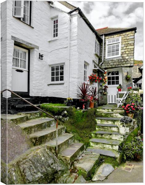 Sumgglers  cottage Polperro Cornwall  Canvas Print by Beryl Curran