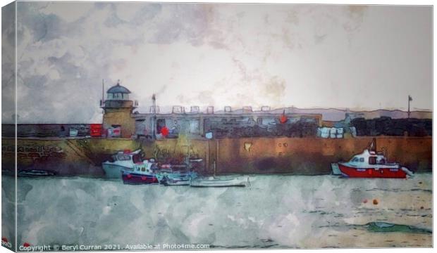Serene St Ives Harbour Canvas Print by Beryl Curran
