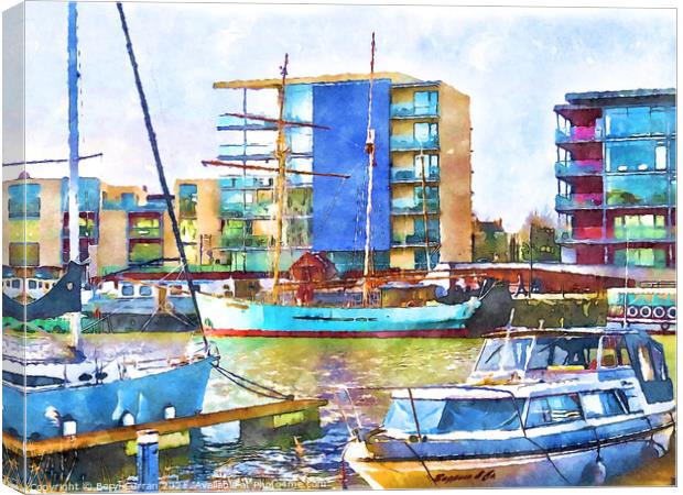 Vibrant Bristol Harbour Scene Canvas Print by Beryl Curran