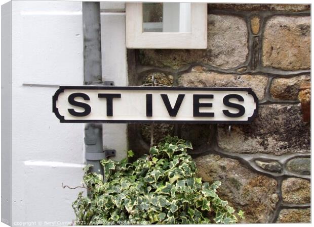 Enchanting Sign in Picturesque St Ives Canvas Print by Beryl Curran
