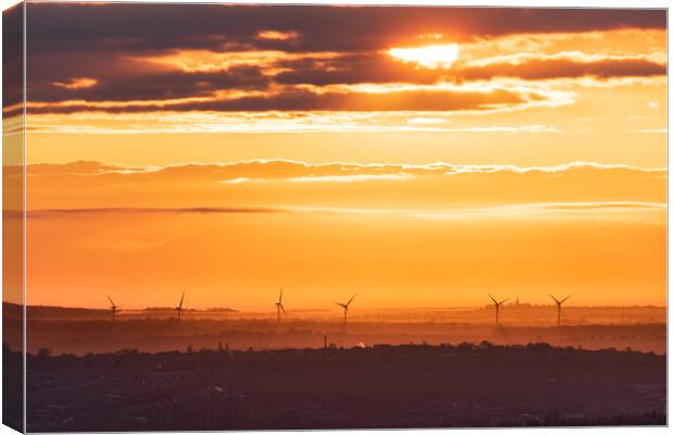 Sunrise over Sheffield  Canvas Print by John Finney