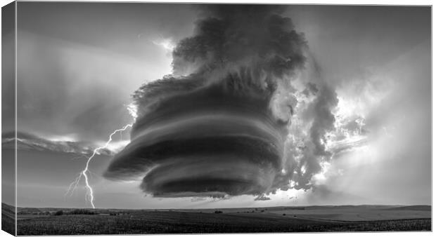 Backlit Mesocyclone (monochrome) Canvas Print by John Finney