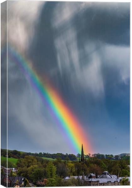 St. George's Church Rainbow, New Mills Canvas Print by John Finney