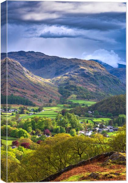 Rosthwaite evening light, Cumbria.  Canvas Print by John Finney