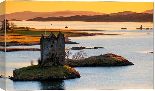 Castle Stalker Winter sunset, Scotland Canvas Print by John Finney
