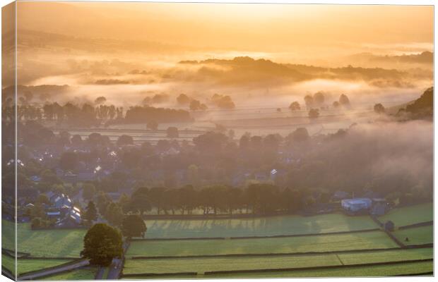 Summer sunrise, Castleton, Derbyshire, Peak Distri Canvas Print by John Finney
