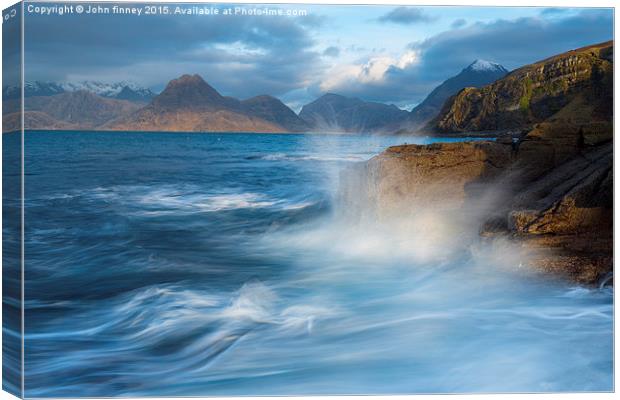  Elgol waves, Isle of Skye, Inner Hebrides of Scot Canvas Print by John Finney