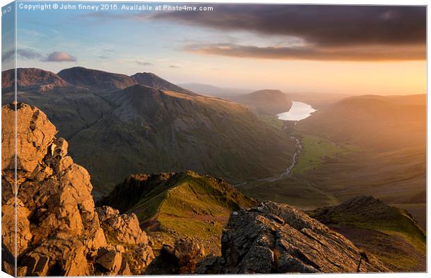  Scafell Pike from Great Gable. English lake Distr Canvas Print by John Finney