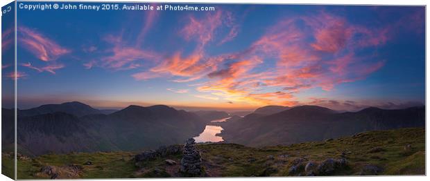 Fleetwith Pike sunset over Buttermere, English Lak Canvas Print by John Finney