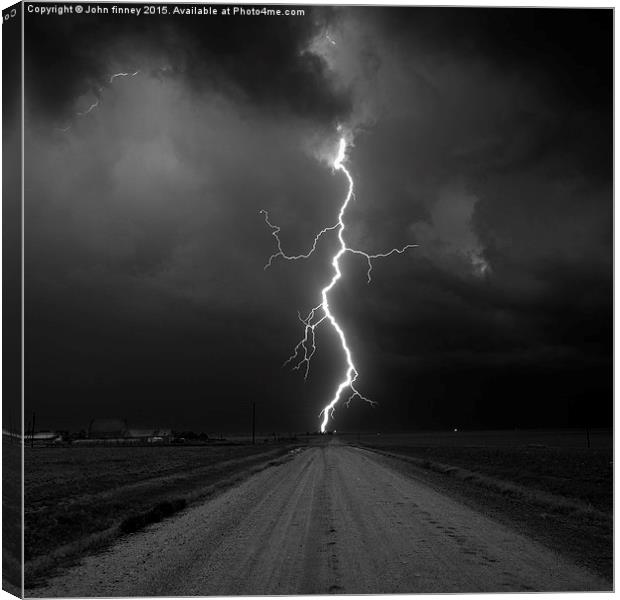  Kanorado Lightning, Kansas. Extreme weather, USA  Canvas Print by John Finney