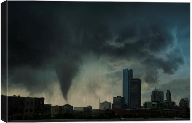  Tornado over Oklahoma city, USA. Canvas Print by John Finney