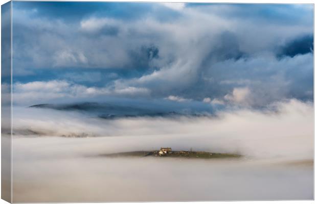 Farm in the Clouds  Canvas Print by John Finney
