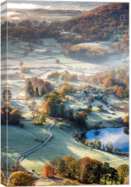 Frosty Autumn morning in the Lake District Canvas Print by John Finney