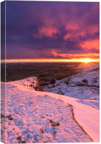 Sunrise over a winter wonderland, Derbyshire, UK  Canvas Print by John Finney