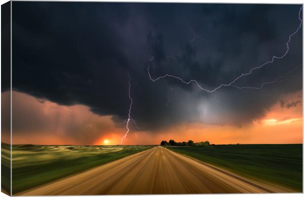 Storm Chase sunset, Colorado. Canvas Print by John Finney