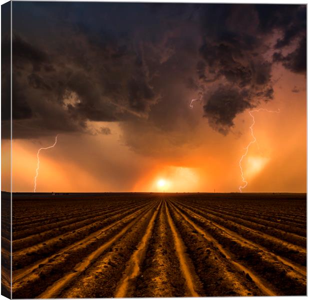 Sunset Thunderstorm  Canvas Print by John Finney