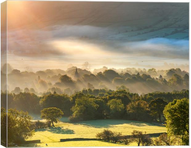 Edale sunrise, Peak District, Derbyshire Canvas Print by John Finney