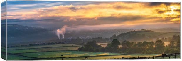 New Mills sunrise, English Peak District. UK. Canvas Print by John Finney