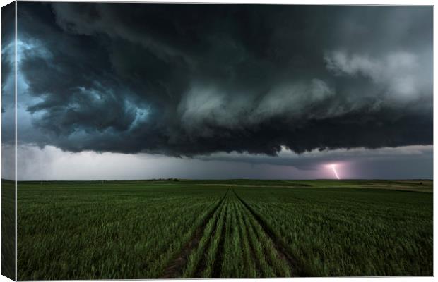 Tornado warned Storm near Killdeer, North Dakota  Canvas Print by John Finney