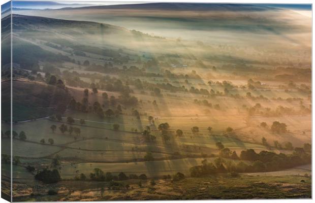 Long Shadows at Sunrise, Hope Valley, Derbyshire Canvas Print by John Finney