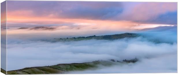 Eccles Pike rises above the fog at sunrise  Canvas Print by John Finney