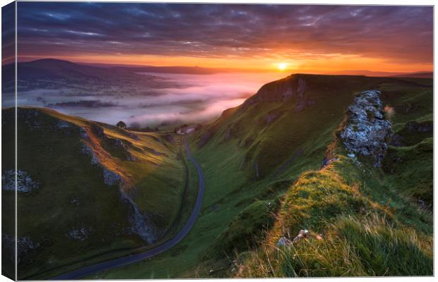  Winnats Pass Autumn sunrise, Peak District Canvas Print by John Finney