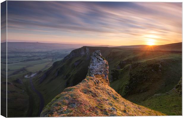 Winnats Pass, Winter sunrise  Canvas Print by John Finney