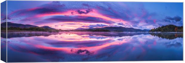 Derwent Water Symmetry Panoramic Canvas Print by John Finney