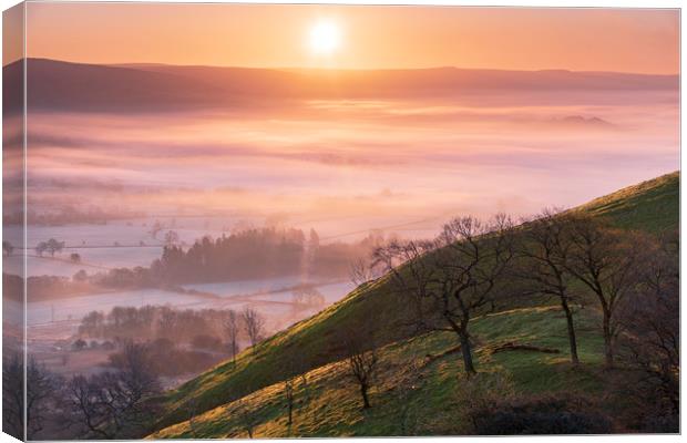 Hope valley Spring sunrise  Canvas Print by John Finney