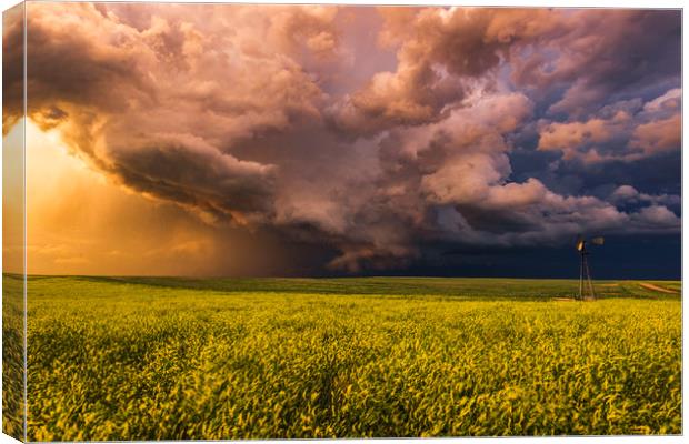 Montana tornado warned sunset Canvas Print by John Finney