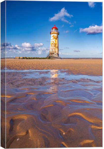The Point of Ayr Lighthouse, North Wales  Canvas Print by John Finney