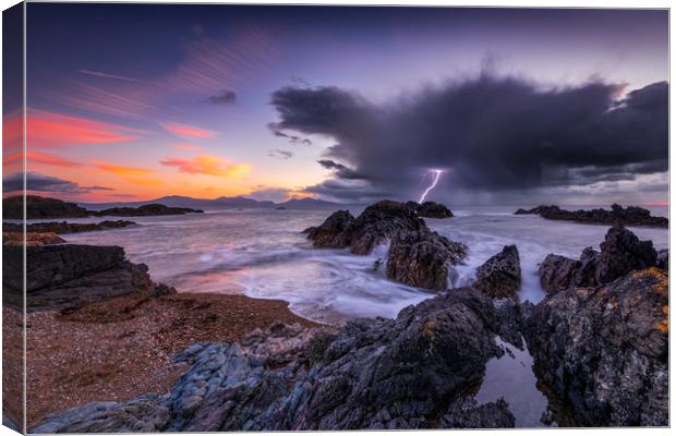 Llanddwyn Island beach storm Canvas Print by John Finney