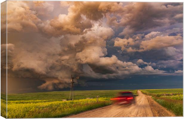 Montana tornado warned thunderstorm   Canvas Print by John Finney