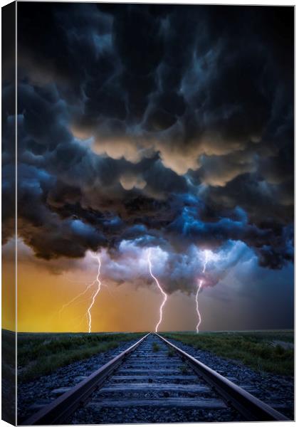 Apocalyptic Lightning 3 Canvas Print by John Finney