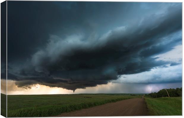 North Dakota Tornado and Lightning Canvas Print by John Finney