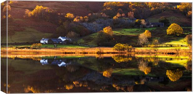 Little Langdale tarn Autumn reflections Canvas Print by John Finney