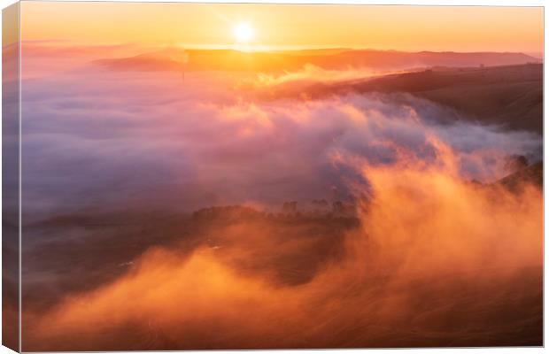 Hope Valley Inversion Sunrise, Peak District Canvas Print by John Finney