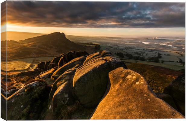 The Roaches; Hen Cloud Sunrise Canvas Print by John Finney